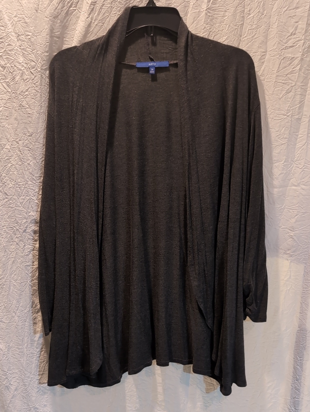 Apt. 9 Dark Gray Open-Front Draped Cardigan